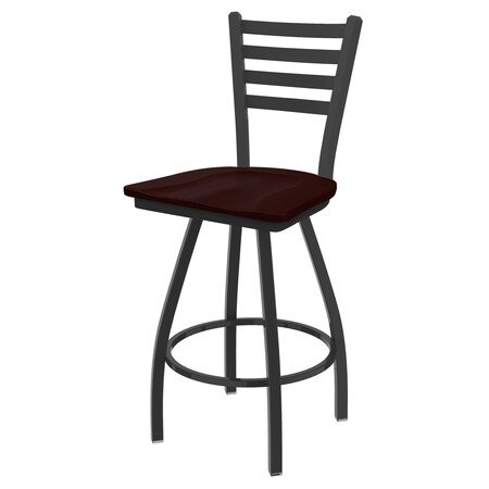 Holland Bar Stool Co 36" Swivel X-Tall Bar Stool, Pewter Finish, Dark Cherry Oak Seat X410